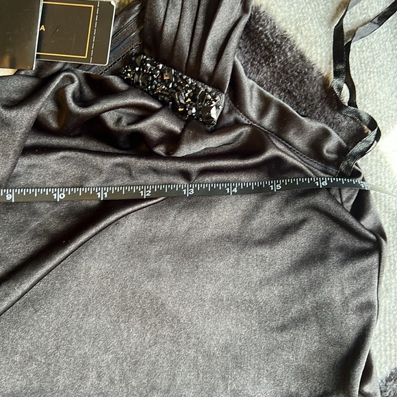 BCBGMAXAZRIA One Shoulder Little Black Dress With Jewel detail. Size Large - Picture 13 of 15